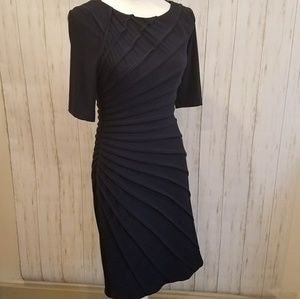 Adrianna Papell Navy 1/2 Sleeve Sunburst Dress 6